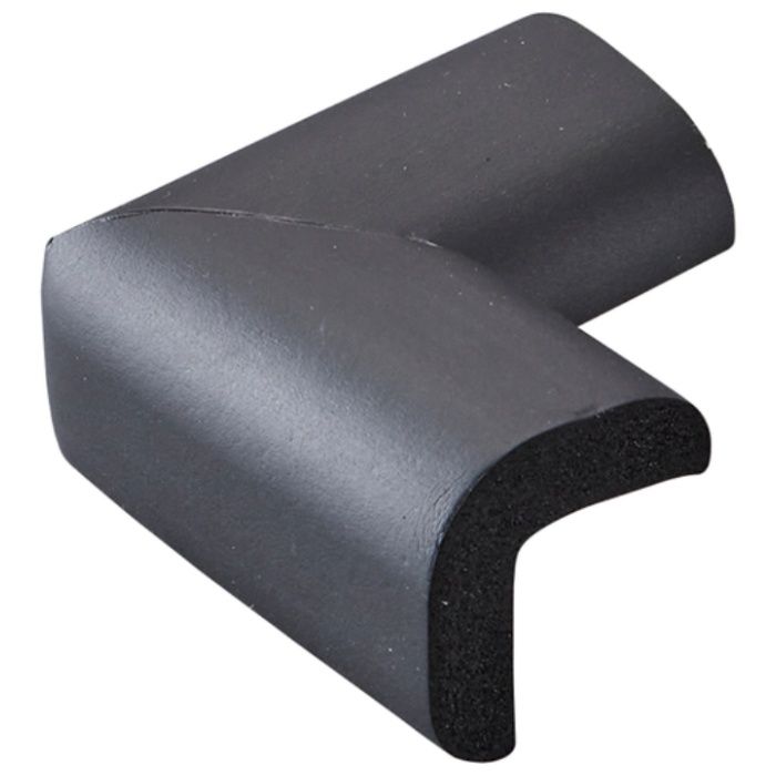 緑十字　コーナー用ガードクッション　V型タイプ　ブラック　70×70×44mm　裏テープ付