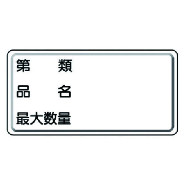 ユニット　危険物標識　第類・品名・最大数量　横型
