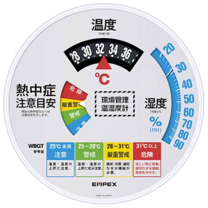 緑十字　環境管理　温・湿度計　TM-2486W(屋内外/壁掛型)