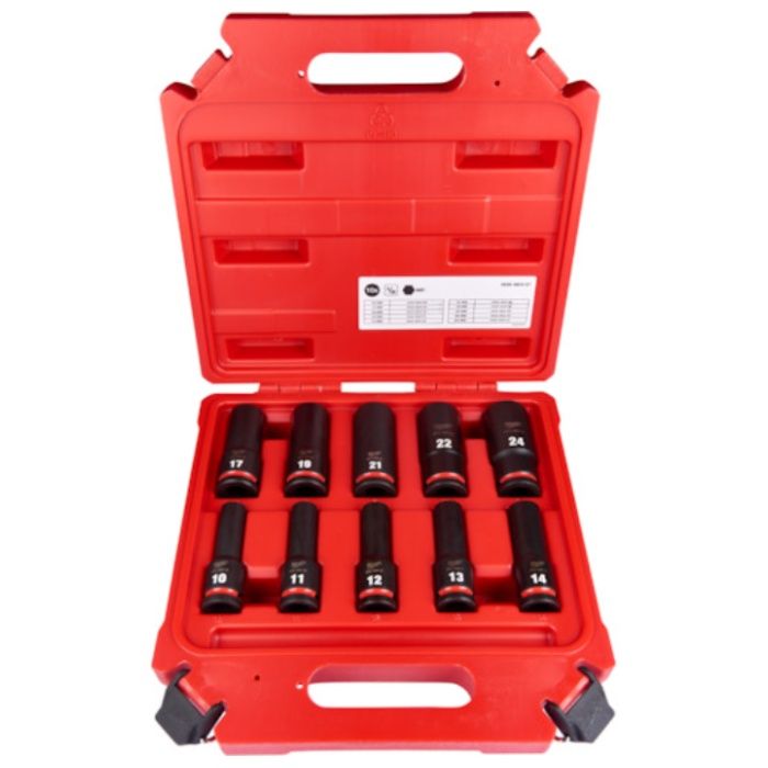 milwaukee　SHOCKWAVE　IMPACT　DUTY　ディープインパクトソケット　1/2インチ(12.7mm)角　10PCS　セット