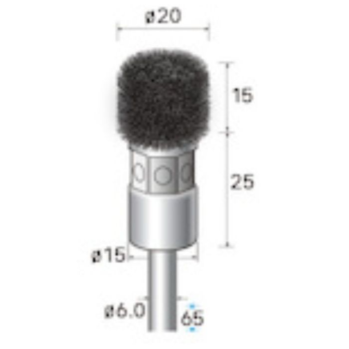 ナカニシ　ステンレスブラシ　角　φ20×15×軸φ6　線φ0.3