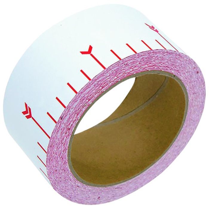 シンワ　貼付ロッド_合成紙製_50mm×25m_赤白30cm間隔