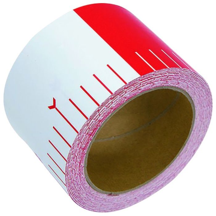 シンワ　貼付ロッド_合成紙製_75mm×25m_赤白20cm間隔
