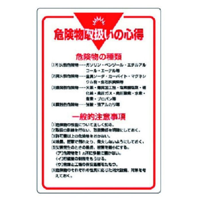 ユニット　管理表示板　危険物取扱いの心得・エコユニボード・900X600