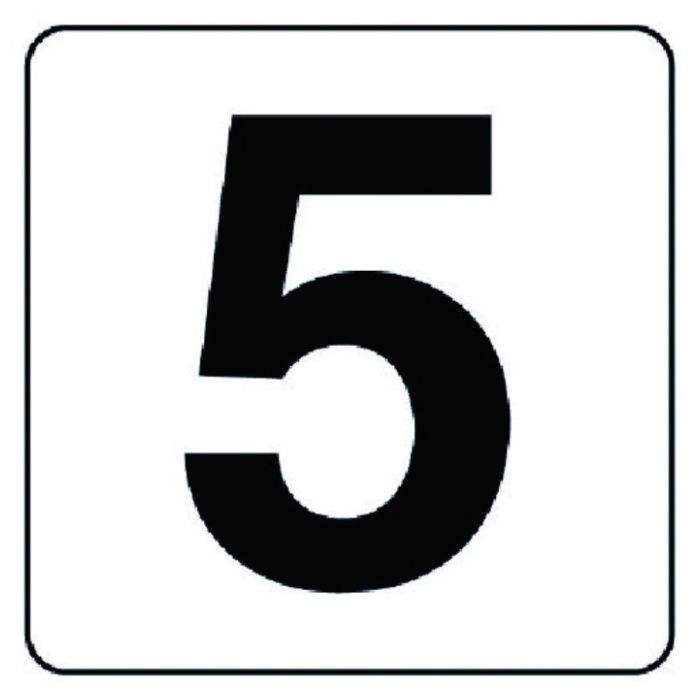 ユニット　番号札ステッカー　5　5枚組(小)　PPステッカー　50×50