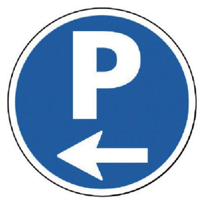 ユニット　#サインタワー用丸表示　P左矢印　透明PET樹脂　393Фmm