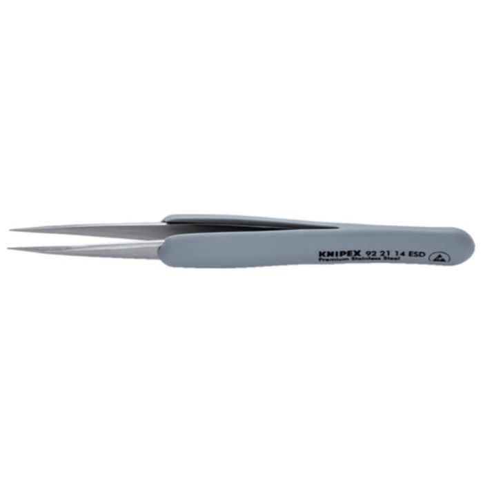 KNIPEX　ラバーハンドル付き精密ピンセット　先丸　130ММ
