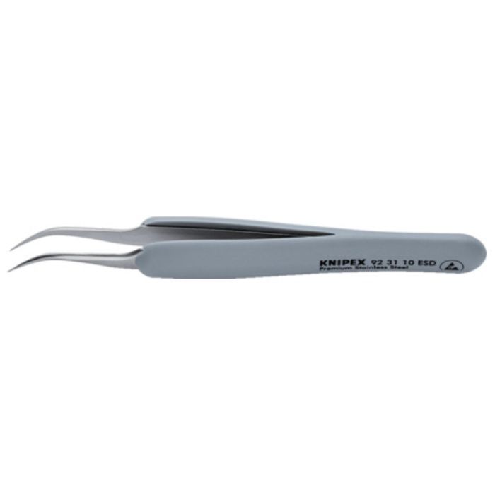 KNIPEX　ラバーハンドル付き精密ピンセット　先細・先曲がり　122ММ
