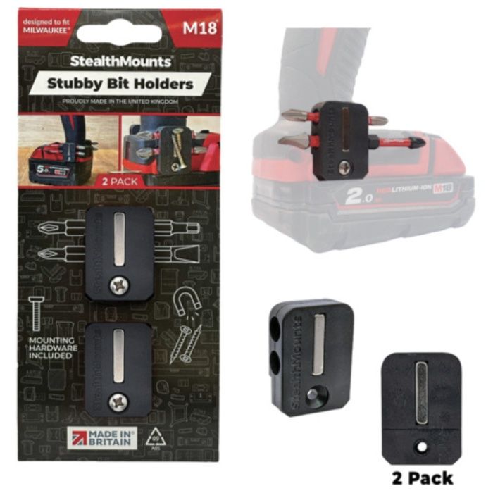 ステルスマウント　ツールホルダー　ミルウォーキーM18用Stubbyビットホルダー　ブラック　2個入り
