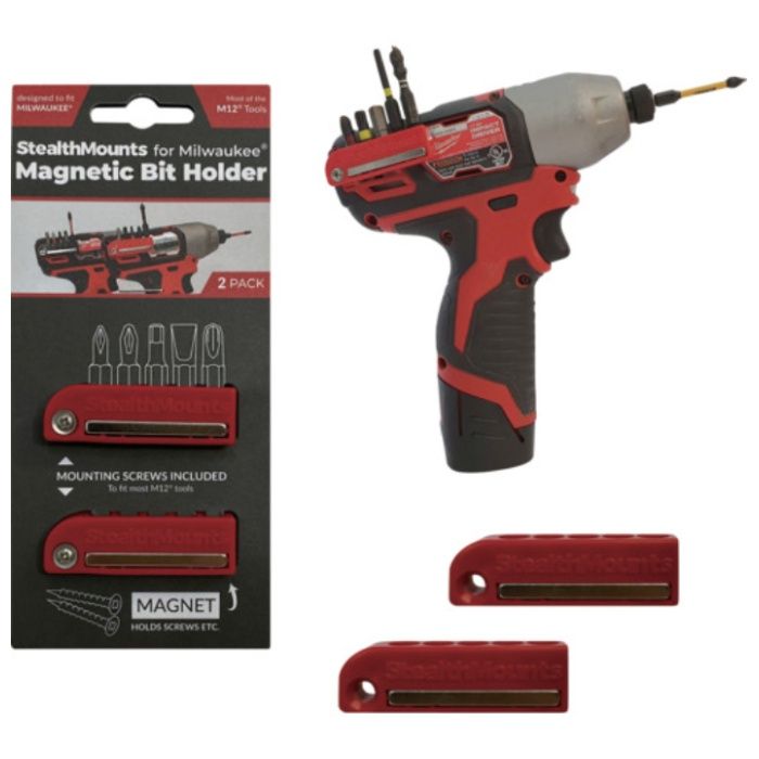 ステルスマウント　ツールホルダー　ミルウォーキーM12用ビットホルダー　レッド　2個入り