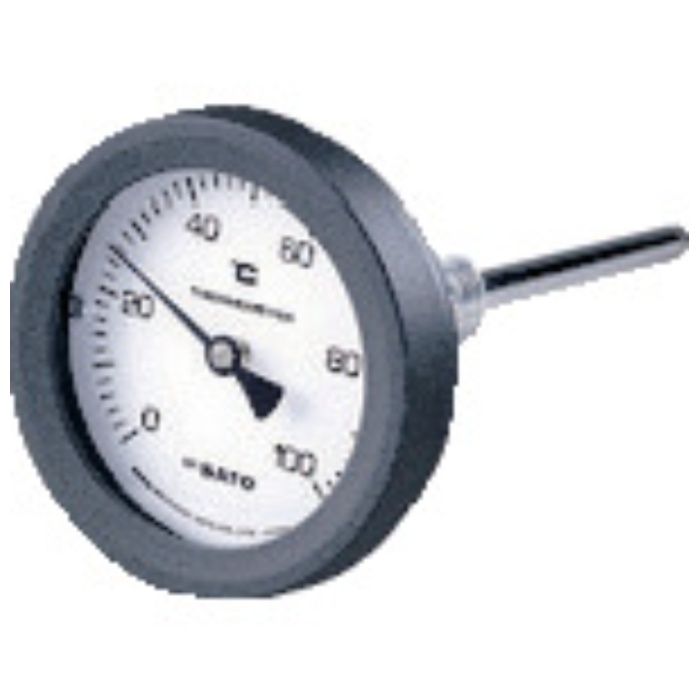 佐藤　バイメタル式温度計BM-T-75P　0〜100℃　50L(2089-00)