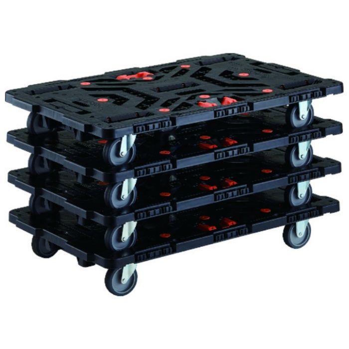 TRUSCO　まとめ買い　連結式樹脂製平台車　ビートル　900X600　自在3輪　とめたろう付　4台セット