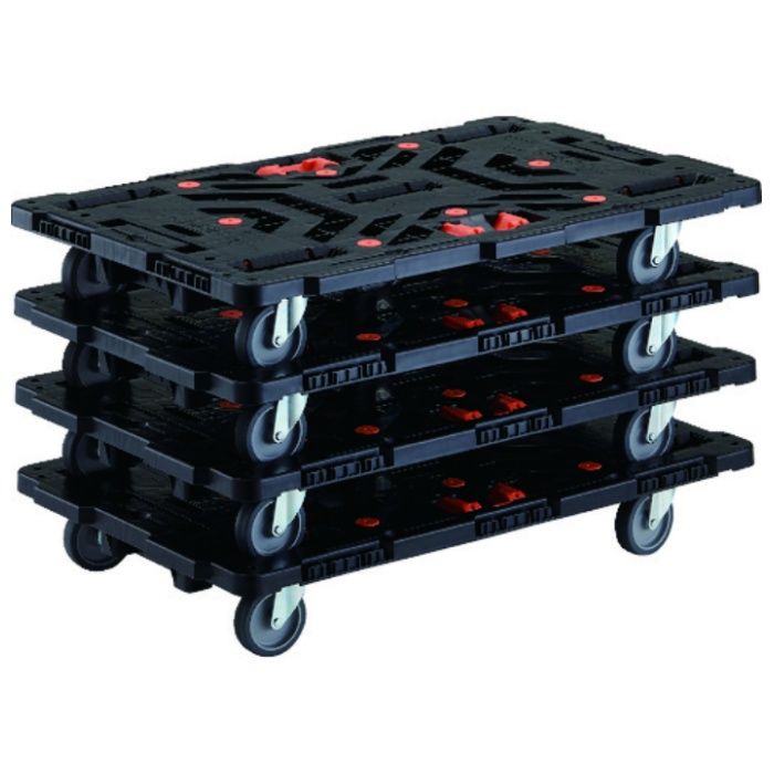 TRUSCO　まとめ買い　連結式樹脂製平台車　ビートル　900X600　自在5輪　とめたろう付　4台セット