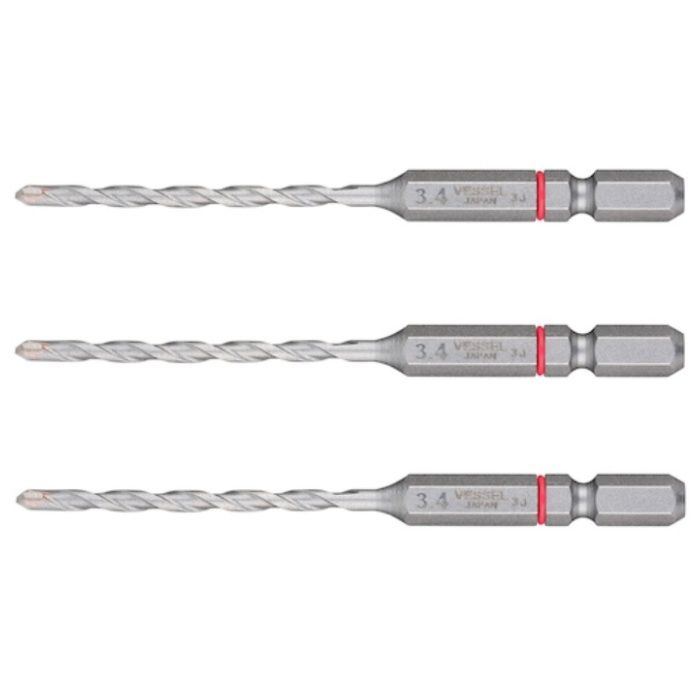 VESSEL　CPD3S-3.4　磁器タイル用ドリル3本組