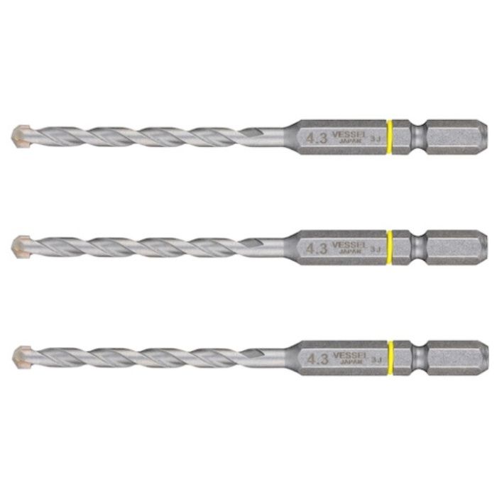 VESSEL　CPD3S-4.3　磁器タイル用ドリル3本組