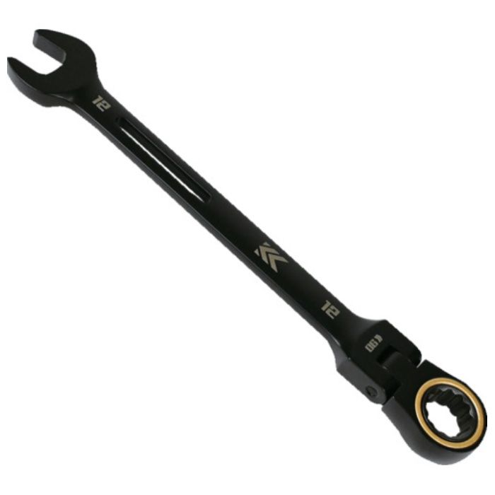 フジ矢　首振ラチェットコンビネーションレンチ　12mm(黒金)