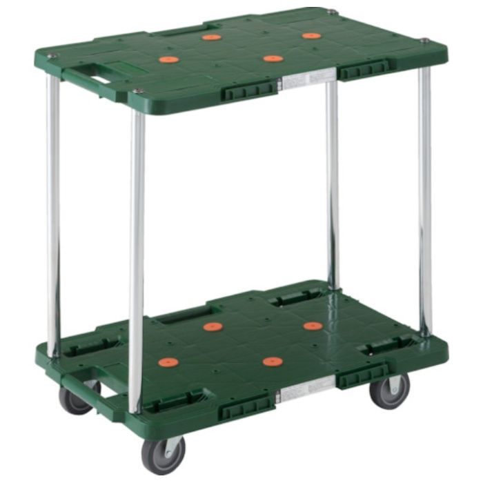 TRUSCO　樹脂製台車　ルートバン　2段式　400X600　緑