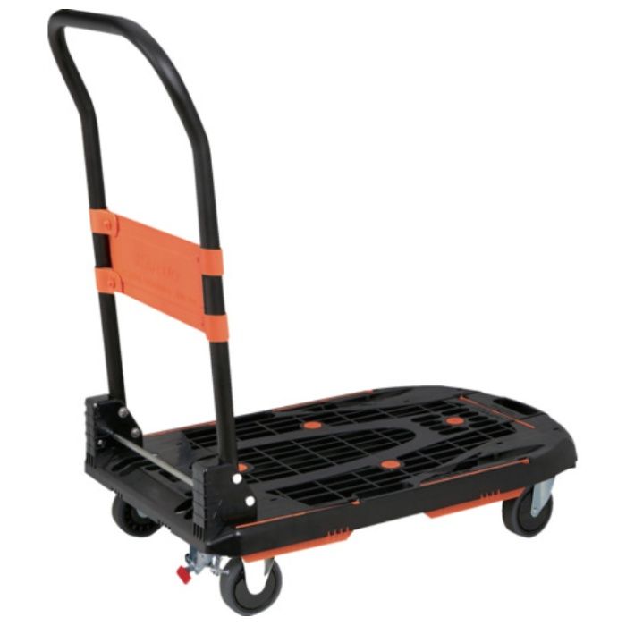 TRUSCO　樹脂台車　カルティオ　780X490　折畳　ブラック　スチールストッパー付