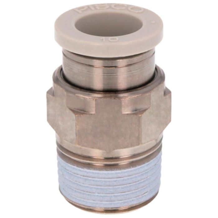 PISCO　チューブフィッティング　チューブフィッティングスタンダード　ストレート　チューブ外径10mm　ネジ径R3/8　ライトグレー仕様