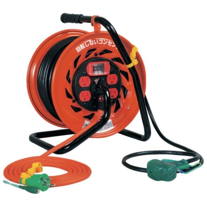 NICHIDO　電工ドラム　100V　マジックびっくリール　温度センサー付　過負荷漏電保護兼用ブレーカ付　30m