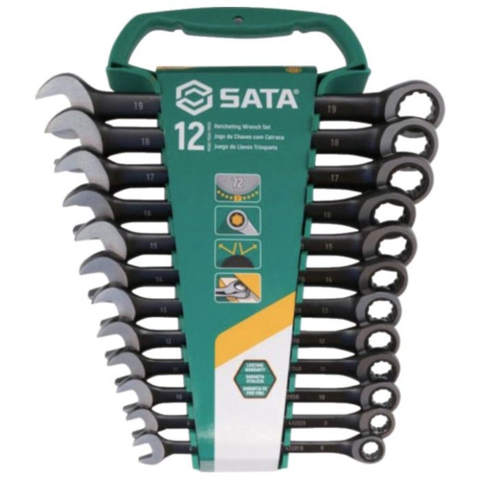 SATA　コンビネーションラチェットレンチセット　黒(12点)