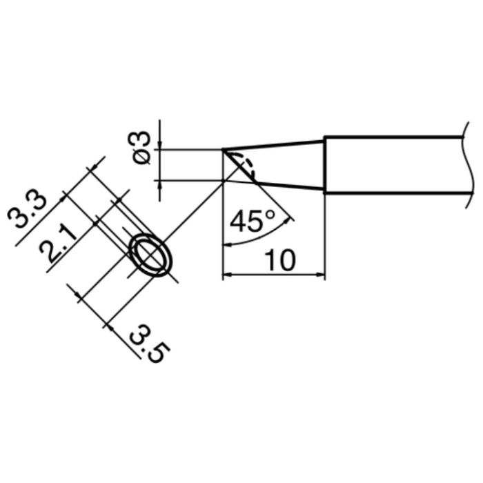 白光　こて先　3BC型　溝付　はんだメッキ　1mm