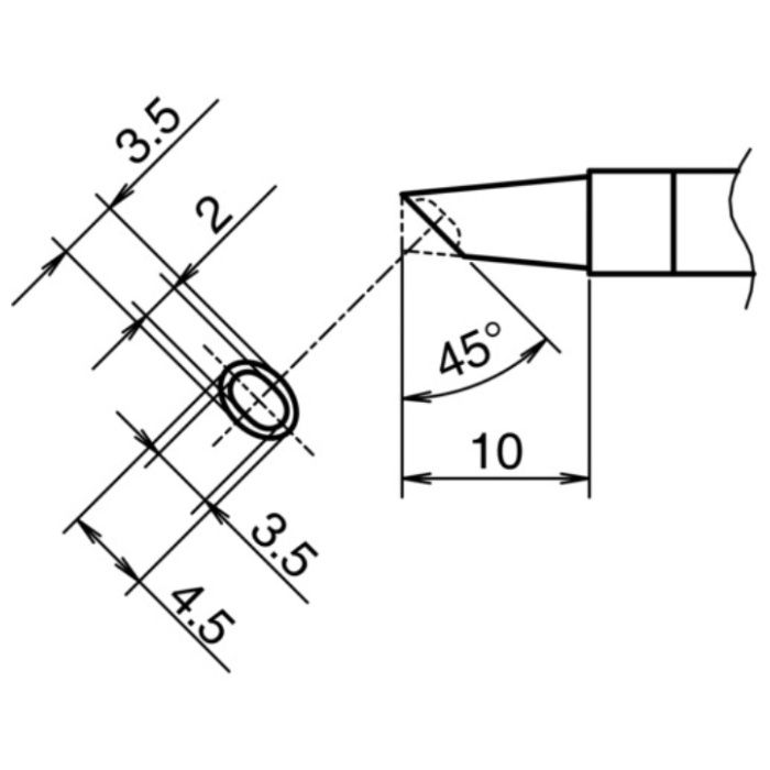 白光　こて先　BC型　横3.5mm　縦4.5mm　くぼみ付