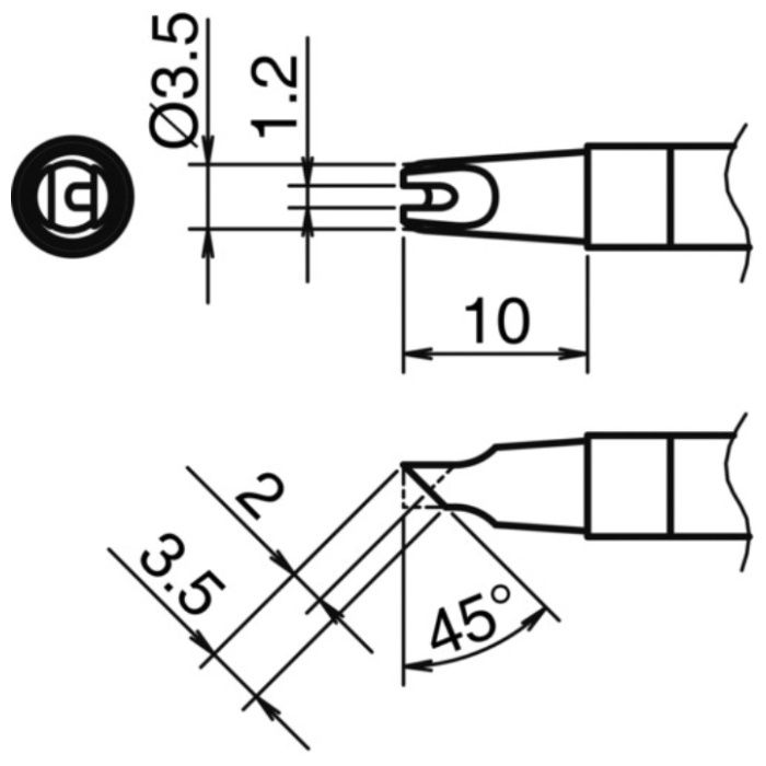 白光　こて先　BC型　溝付き　内1.2mm　外3.5mm