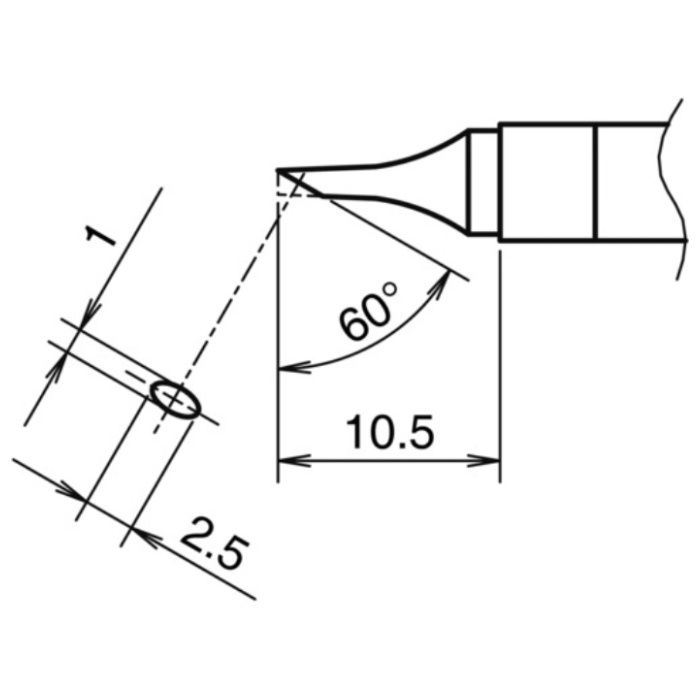 白光　こて先　C型　横1mm　縦2.5mm