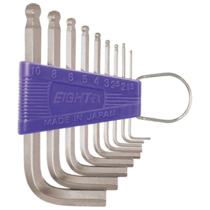 EIGHT　六角棒スパナ　テーパーヘッド　標準寸法　9本セット　1.5〜10mm