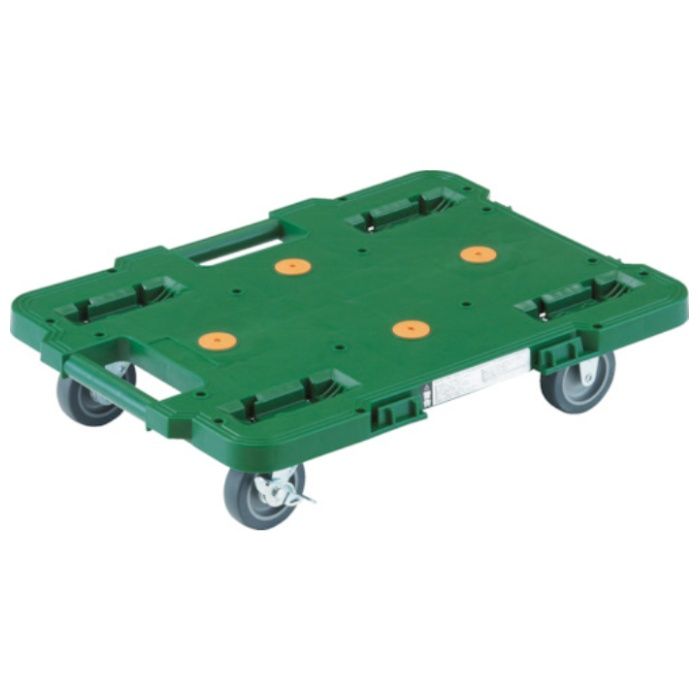 TRUSCO　樹脂製平台車　ルートバン　400X600　ストッパー付　緑